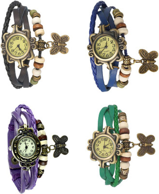 

Kissu Vintage Rakhi Combo of 4 Black, Purple, Blue And Green Watch - For Women