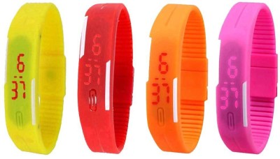 NS18 Silicone Led Magnet Band Combo of 4 Yellow, Red, Orange And Pink Digital Watch  - For Boys & Girls   Watches  (NS18)