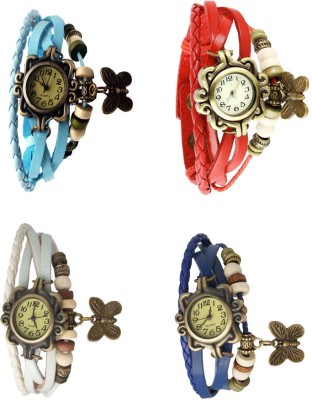 NS18 Vintage Butterfly Rakhi Combo of 4 Sky Blue, White, Red And Blue Analog Watch  - For Women   Watches  (NS18)