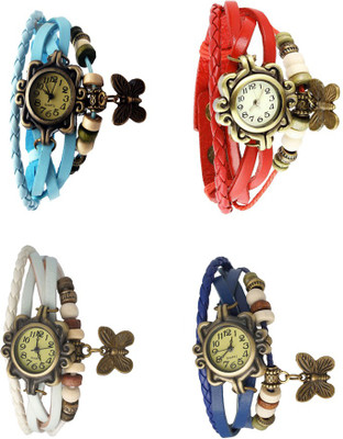 NS18 Vintage Butterfly Rakhi Combo of 4 Sky Blue, White, Red And Blue Analog Watch  - For Women   Watches  (NS18)