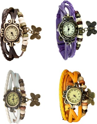 NS18 Vintage Butterfly Rakhi Combo of 4 Brown, White, Purple And Yellow Analog Watch  - For Women   Watches  (NS18)