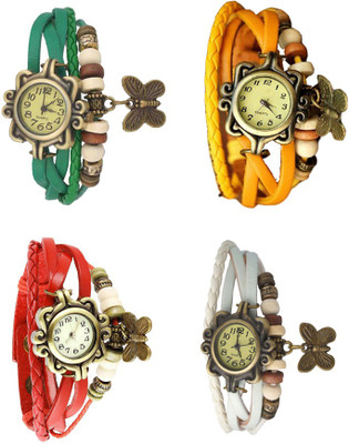 

NS18 Vintage Butterfly Rakhi Combo of 4 Green, Red, Yellow And White Watch - For Women