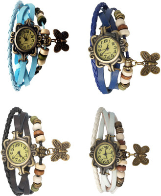 

Kissu Vintage Rakhi Combo of 4 Sky Blue, Black, Blue And White Watch - For Women