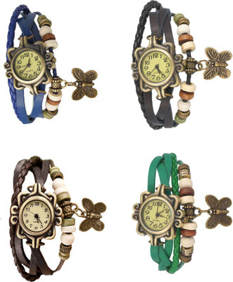

NS18 Vintage Butterfly Rakhi Combo of 4 Blue, Brown, Black And Green Watch - For Women