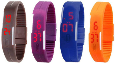 

Kissu Led Magnet Band Combo of 4 Brown, Purple, Blue And Orange Watch - For Men & Women