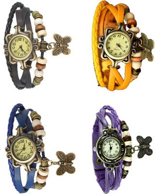 

Kissu Vintage Rakhi Combo of 4 Black, Blue, Yellow And Purple Watch - For Women