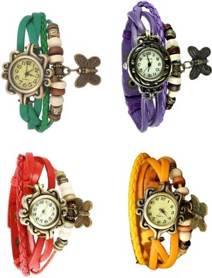 NS18 Vintage Butterfly Rakhi Combo of 4 Green, Red, Purple And Yellow Analog Watch  - For Women   Watches  (NS18)