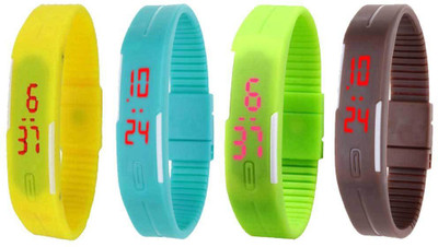 

Kissu Led Magnet Band Combo of 4 Yellow, Sky Blue, Green And Brown Watch - For Men & Women