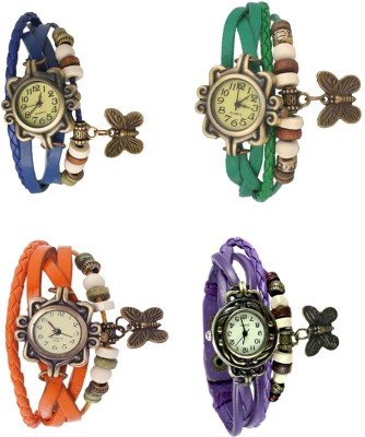 NS18 Vintage Butterfly Rakhi Combo of 4 Blue, Orange, Green And Purple Analog Watch  - For Women   Watches  (NS18)
