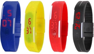 NS18 Silicone Led Magnet Band Combo of 4 Blue, Yellow, Red And Black Digital Watch  - For Boys & Girls   Watches  (NS18)