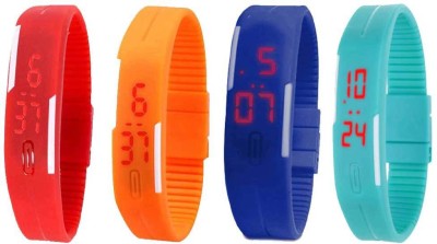NS18 Silicone Led Magnet Band Watch Combo of 4 Red, Orange, Blue And Sky Blue Digital Watch  - For Couple   Watches  (NS18)