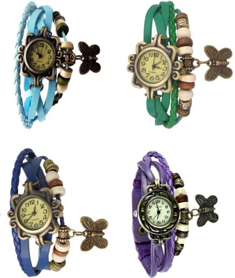 NS18 Vintage Butterfly Rakhi Combo of 4 Sky Blue, Blue, Green And Purple Analog Watch  - For Women   Watches  (NS18)