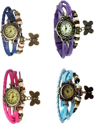 NS18 Vintage Butterfly Rakhi Combo of 4 Blue, Pink, Purple And Sky Blue Analog Watch  - For Women   Watches  (NS18)
