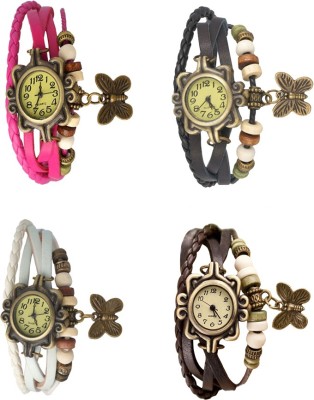 NS18 Vintage Butterfly Rakhi Combo of 4 Pink, White, Black And Brown Analog Watch  - For Women   Watches  (NS18)