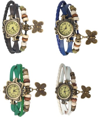 NS18 Vintage Butterfly Rakhi Combo of 4 Black, Green, Blue And White Analog Watch  - For Women   Watches  (NS18)