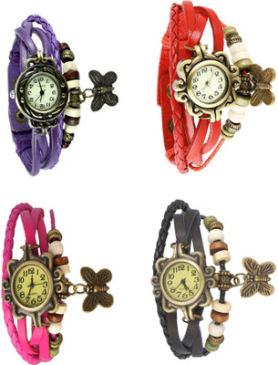 

Kissu Vintage Rakhi Combo of 4 Purple, Pink, Red And Black Watch - For Women