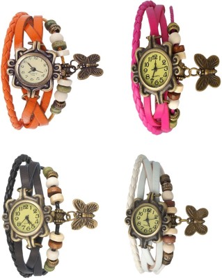 NS18 Vintage Butterfly Rakhi Combo of 4 Orange, Black, Pink And White Analog Watch  - For Women   Watches  (NS18)