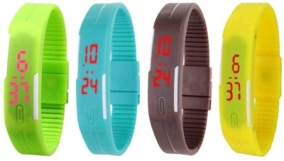 NS18 Silicone Led Magnet Band Combo of 4 Green, Sky Blue, Brown And Yellow Digital Watch  - For Boys & Girls   Watches  (NS18)