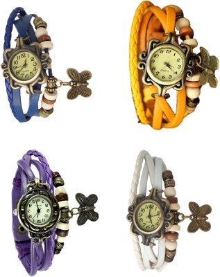 NS18 Vintage Butterfly Rakhi Combo of 4 Blue, Purple, Yellow And White Analog Watch  - For Women   Watches  (NS18)