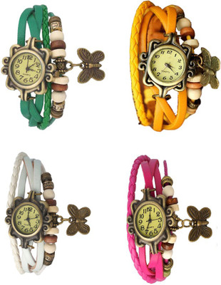 

NS18 Vintage Butterfly Rakhi Combo of 4 Green, White, Yellow And Pink Watch - For Women