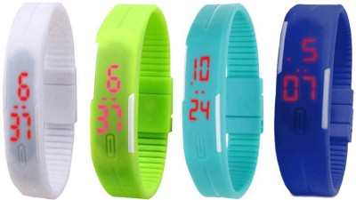 NS18 Silicone Led Magnet Band Combo of 4 White, Green, Sky Blue And Blue Digital Watch  - For Boys & Girls   Watches  (NS18)