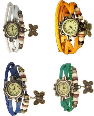 NS18 Vintage Butterfly Rakhi Combo of 4 White, Blue, Yellow And Green Analog Watch  - For Women   Watches  (NS18)