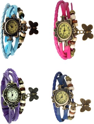 NS18 Vintage Butterfly Rakhi Combo of 4 Sky Blue, Purple, Pink And Blue Analog Watch  - For Women   Watches  (NS18)