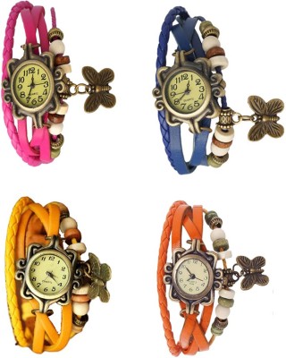 NS18 Vintage Butterfly Rakhi Combo of 4 Pink, Yellow, Blue And Orange Analog Watch  - For Women   Watches  (NS18)
