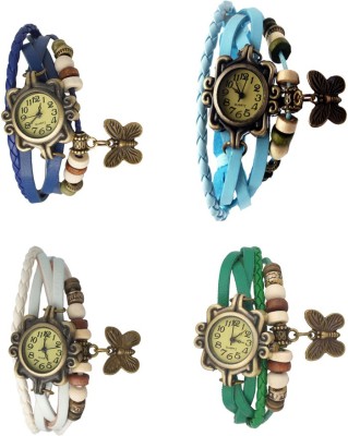 NS18 Vintage Butterfly Rakhi Combo of 4 Blue, White, Sky Blue And Green Analog Watch  - For Women   Watches  (NS18)