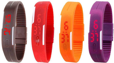 

Kissu Led Magnet Band Combo of 4 Brown, Red, Orange And Purple Watch - For Men & Women