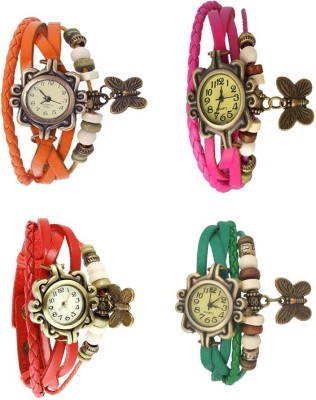 NS18 Vintage Butterfly Rakhi Combo of 4 Orange, Red, Pink And Green Analog Watch  - For Women   Watches  (NS18)