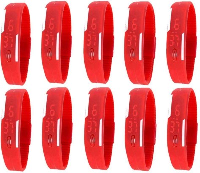 NS18 Silicone Led Magnet Band Combo of 10 Red Digital Watch  - For Boys & Girls   Watches  (NS18)