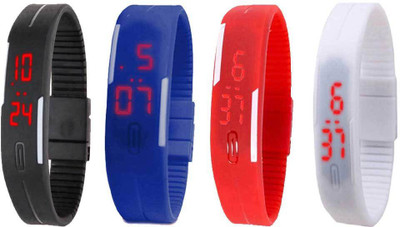 

Kissu Led Magnet Band Combo of 4 Black, Blue, Red And White Watch - For Men & Women