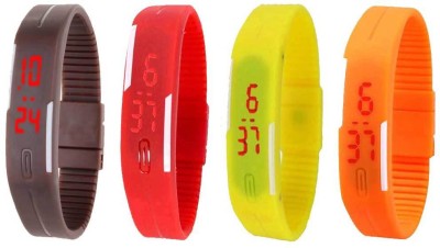 NS18 Silicone Led Magnet Band Combo of 4 Brown, Red, Yellow And Orange Digital Watch  - For Boys & Girls   Watches  (NS18)