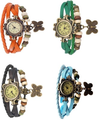 NS18 Vintage Butterfly Rakhi Combo of 4 Orange, Black, Green And Sky Blue Analog Watch  - For Women   Watches  (NS18)