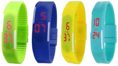 NS18 Silicone Led Magnet Band Watch Combo of 4 Green, Blue, Yellow And Sky Blue Digital Watch  - For Couple   Watches  (NS18)