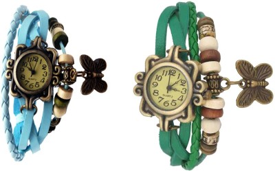 NS18 Vintage Butterfly Rakhi Watch Combo of 2 Sky Blue And Green Analog Watch  - For Women   Watches  (NS18)