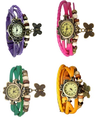 NS18 Vintage Butterfly Rakhi Combo of 4 Purple, Green, Pink And Yellow Analog Watch  - For Women   Watches  (NS18)