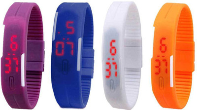 

Kissu Led Magnet Band Combo of 4 Purple, Blue, White And Orange Watch - For Men & Women