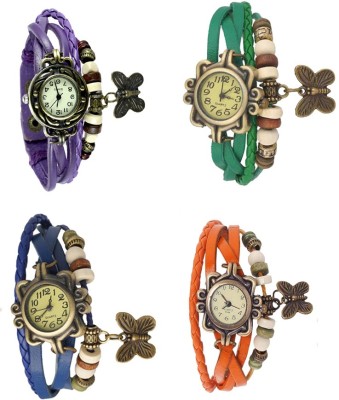 NS18 Vintage Butterfly Rakhi Combo of 4 Purple, Blue, Green And Orange Analog Watch  - For Women   Watches  (NS18)