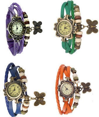 NS18 Vintage Butterfly Rakhi Combo of 4 Purple, Blue, Green And Orange Analog Watch  - For Women   Watches  (NS18)