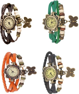 NS18 Vintage Butterfly Rakhi Combo of 4 Brown, Orange, Green And Black Analog Watch  - For Women   Watches  (NS18)