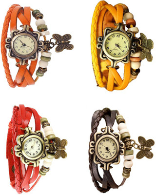 

Kissu Vintage Rakhi Combo of 4 Orange, Red, Yellow And Brown Watch - For Women
