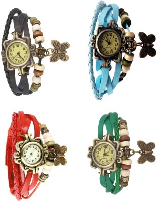 NS18 Vintage Butterfly Rakhi Combo of 4 Black, Red, Sky Blue And Green Analog Watch  - For Women   Watches  (NS18)