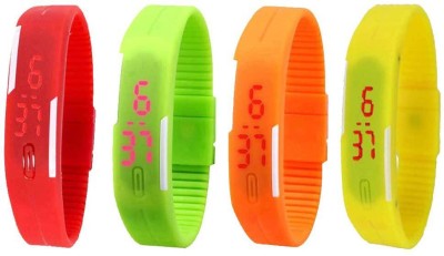 NS18 Silicone Led Magnet Band Combo of 4 Red, Green, Orange And Yellow Digital Watch  - For Boys & Girls   Watches  (NS18)