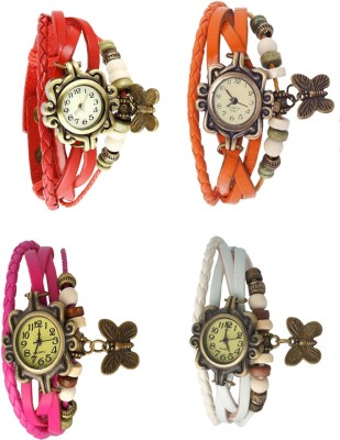 NS18 Vintage Butterfly Rakhi Combo of 4 Red, Pink, Orange And White Analog Watch  - For Women   Watches  (NS18)