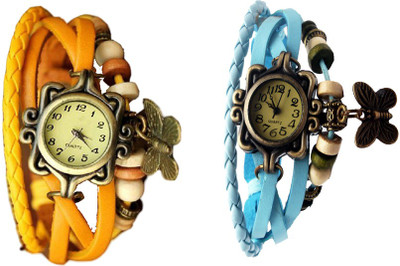 

Kissu Vintage Rakhi Watch Combo of 2 Yellow And Sky Blue Watch - For Women