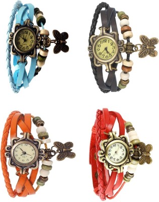 NS18 Vintage Butterfly Rakhi Combo of 4 Sky Blue, Orange, Black And Red Analog Watch  - For Women   Watches  (NS18)