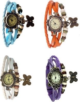 NS18 Vintage Butterfly Rakhi Combo of 4 Sky Blue, White, Orange And Purple Watch  - For Women   Watches  (NS18)