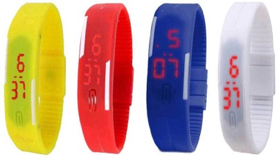 NS18 Silicone Led Magnet Band Combo of 4 Yellow, Red, Blue And White Digital Watch  - For Boys & Girls   Watches  (NS18)